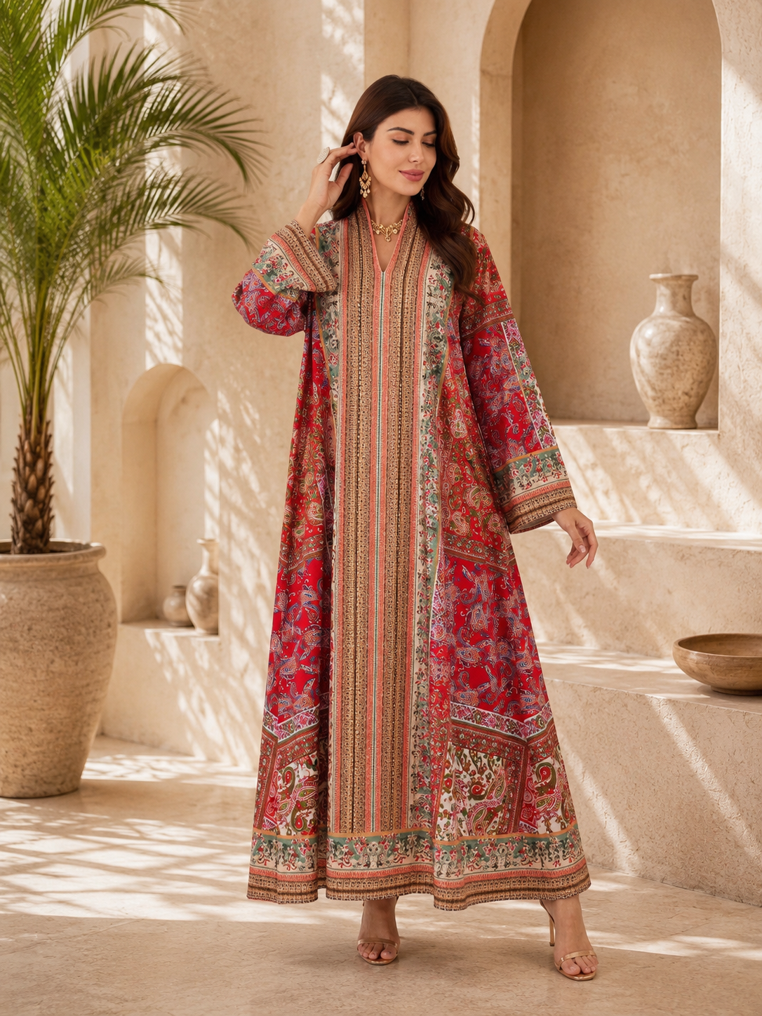 Dubai Abaya Womens Printed Pullover Dress