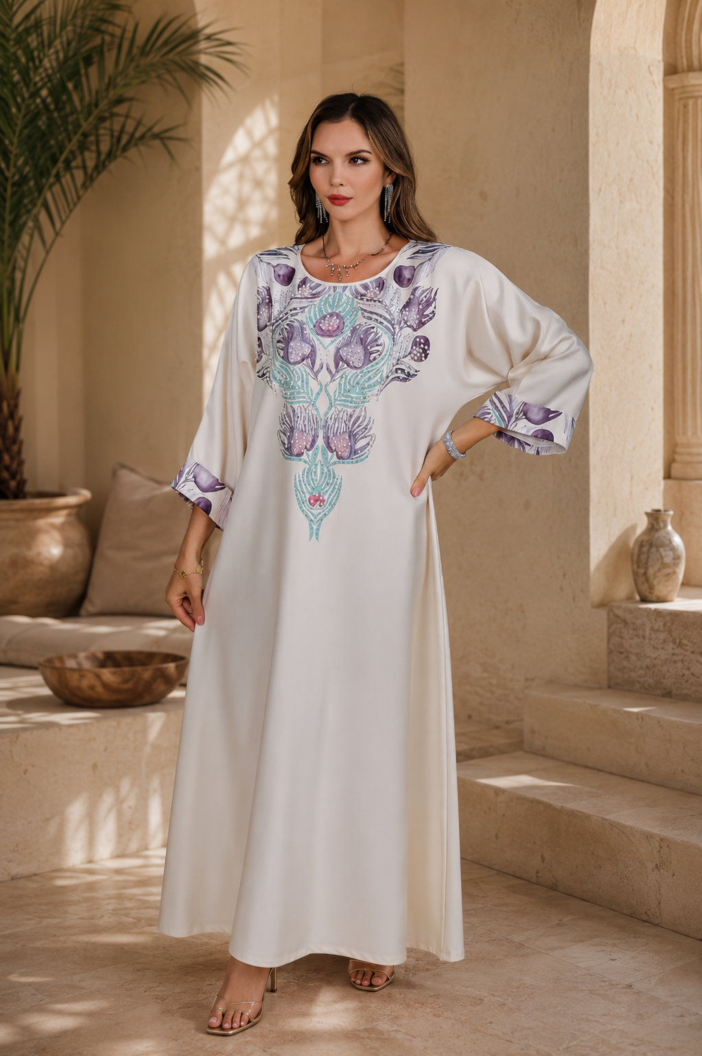 Floral Long Sleeve Abaya