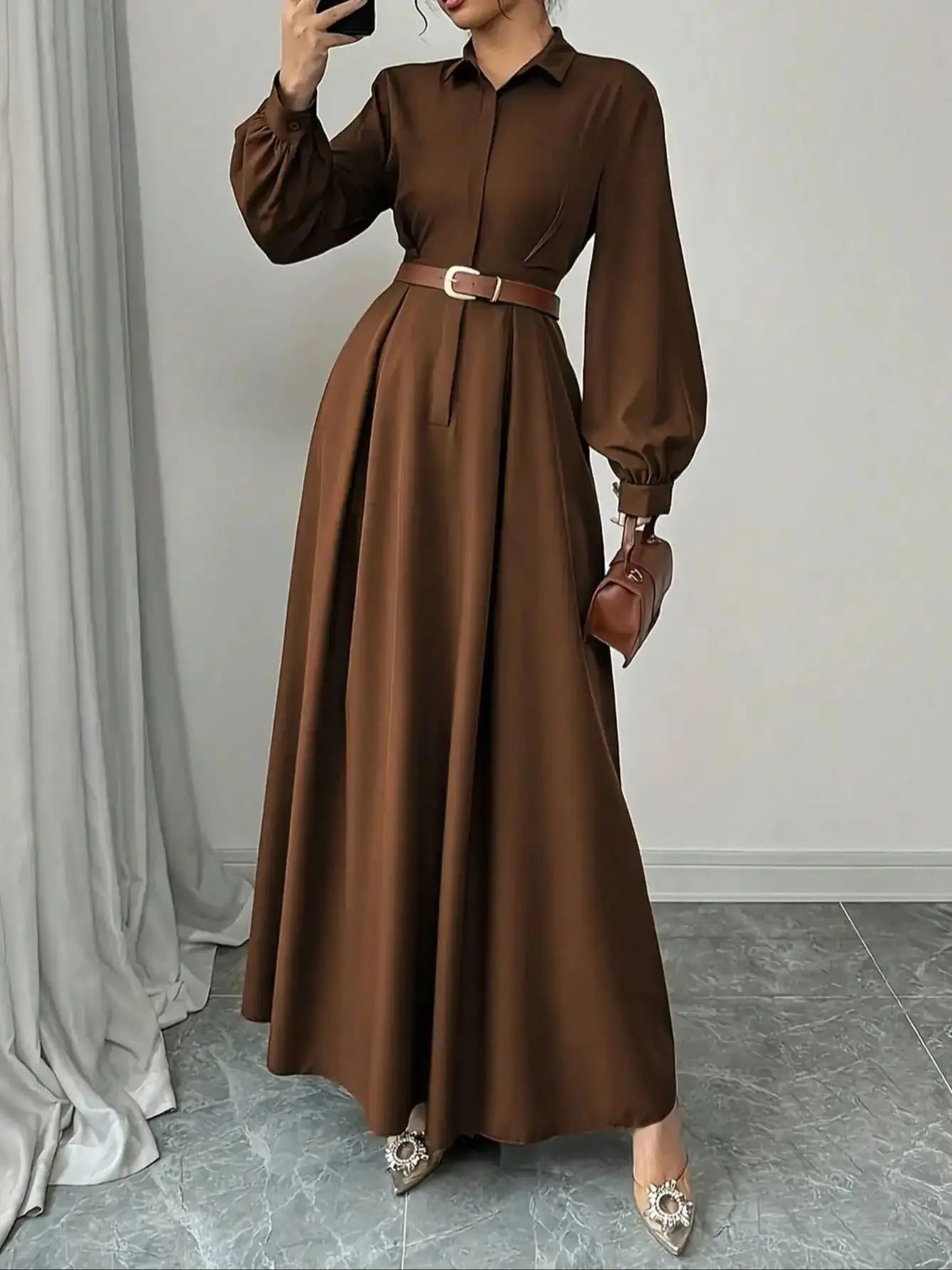 Long Lantern Sleeve Dress