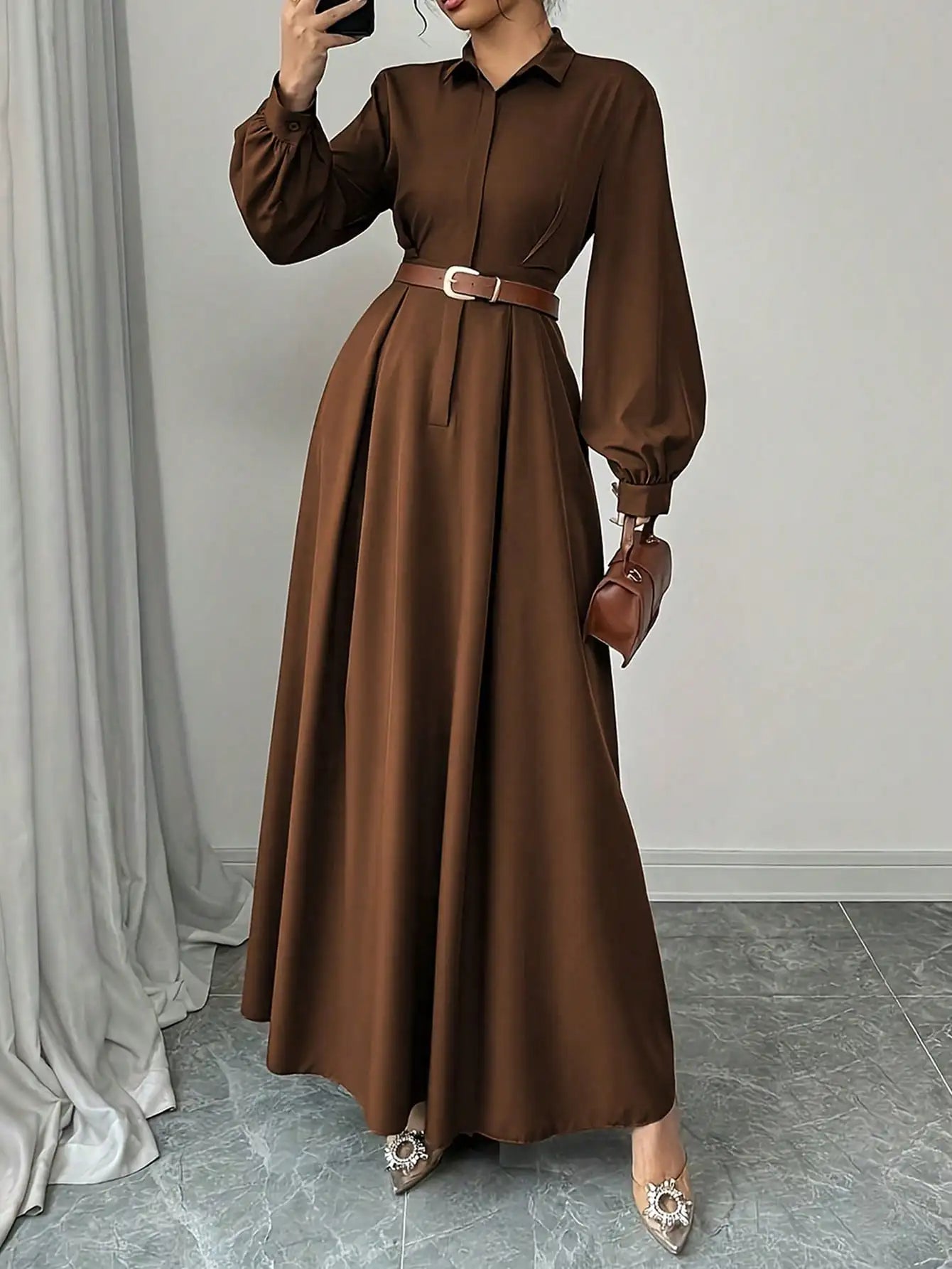Long Lantern Sleeve Dress